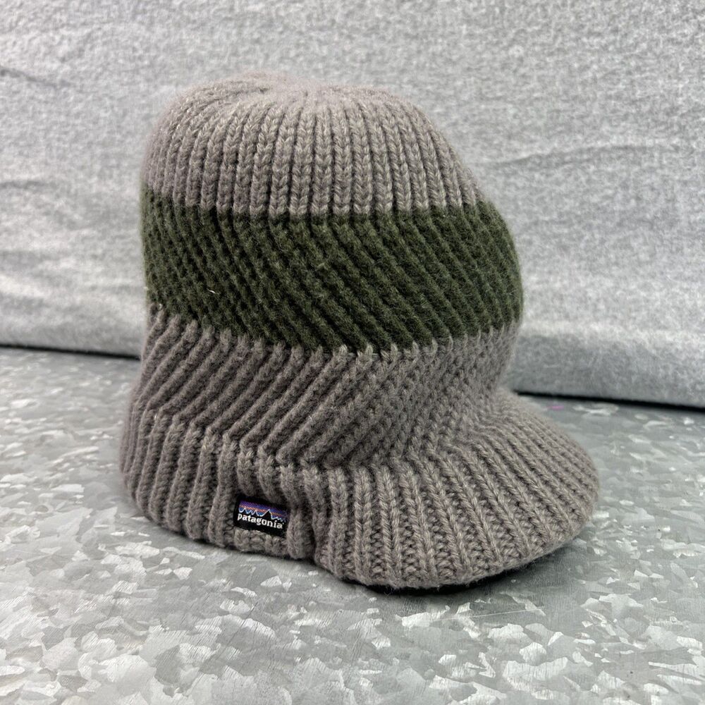 Patagonia Rable Beanie Wool Blend One Size Green Gray Knit Hat Visor Y2K Grunge